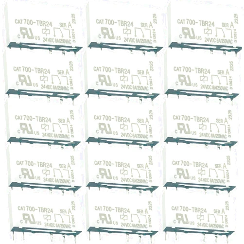 Sonzrod 15-Pack CAT700-TBR24 Relay - 24VDC 6A/250VAC 5-Pin - Compatible for Allen-Bradley, Industrial Control Panels, HVAC & Automation Systems
