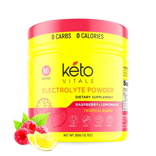 Keto Vitals Electrolytes Powder - Sugar Free Keto Electrolytes Powder with Potassium, Magnesium, Sodium, & Calcium - No Sugar Electrolyte Drink Mix & Hydration Powder, 60 Servings, Raspberry Lemonade