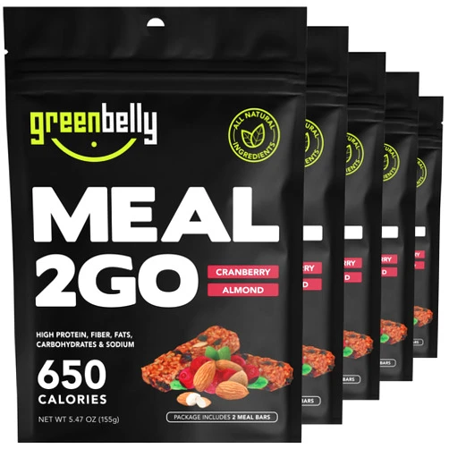 Greenbelly Backpacking Meals | All Natural Hiking Meal Bars | 650 Calories & High Protein | Cranberry Almond, 5 Count