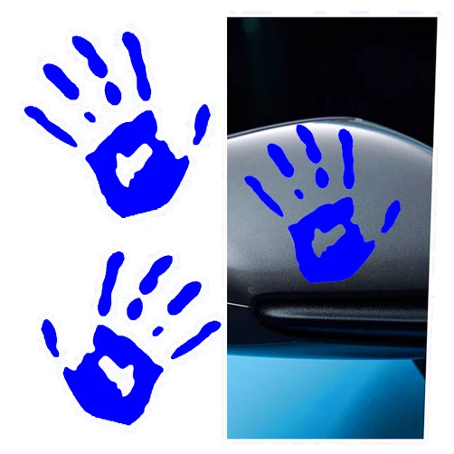 GLSOWEE 2PCS Car Wave Stickers, Wave Sign Decal Auto Waving Hand Stickers for Rearview Mirror Left Right, The Lazy Waver Car Decoration Compatible with Most Cars, SUVs (Blue)