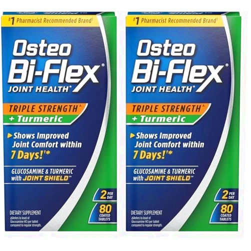 Osteo Bi-Flex Triple Strength Glucosamine with Turmeric, Joint Health Supplement, Coated Tablets, Original Version, 80 Count (Pack of 2)