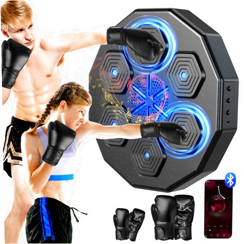 BEEWAY 2024 New Music Boxing Machine with Two Pairs of Gloves Upgraded 2.0 Smart Bluetooth Music Boxing Parent-Child Games Wall-Mounted Exercise Equipment for Home