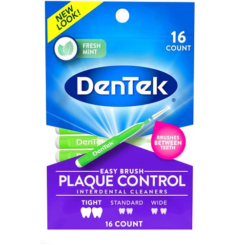 DenTek Easy Brush Fresh Mint Extra Tight Interdental Cleaners 16 Count (Pack of 4)