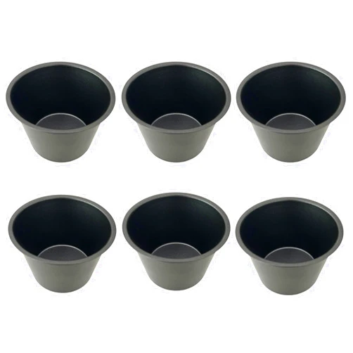 Heluok Pack of 6 Nonstick Popover Pans, Individual Miffin Cupcake Pan, Carbon Steel Yorkshire Pudding Pan, Reusable Egg Tart Molds, Large Round Oven Baking Pans - Black (3.5