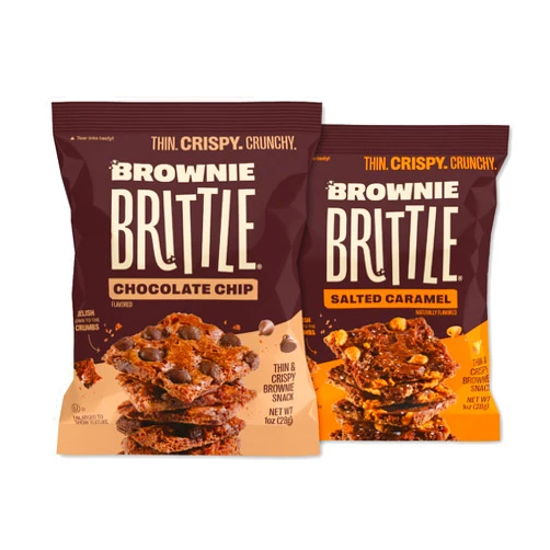 Brownie Brittle – Chocolate Chip & Salted Caramel Thin and Crispy Sweet Snacks (Pack of 20, 1 oz), Rich Gourmet Brownie Bites Dessert