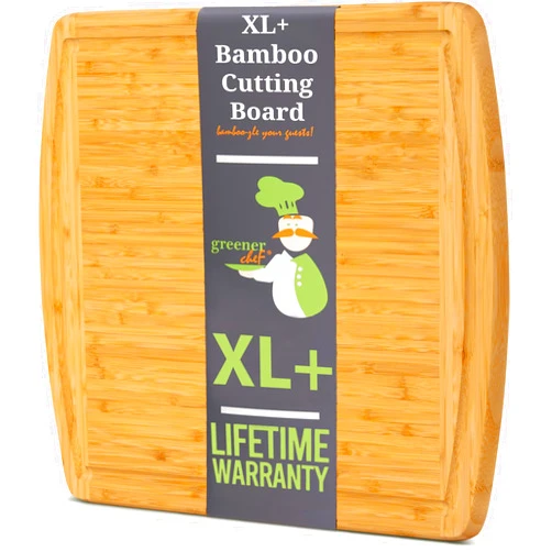 GREENER CHEF 20 Inch XL+ Extra Large Bamboo Cutting Boards for Kitchen, Stove Top Butcher Block, Extra Large Wooden Carving Board for Meat, Veggies, Charcuterie Board with Deep Juice Grooves