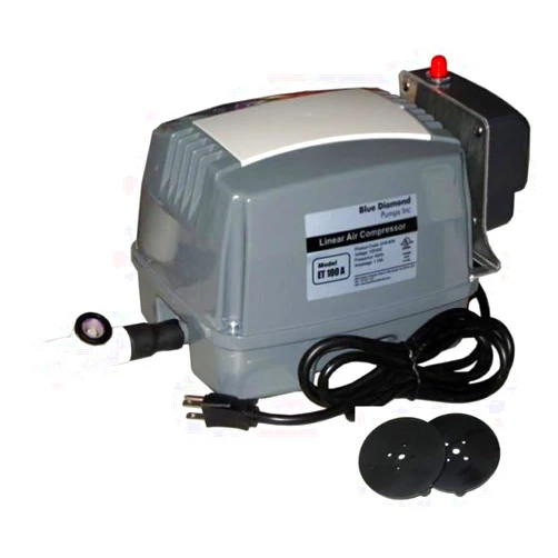 Bracys A-1 Septic Blue Diamond ET100A Septic Air Pump w/Free Lo Pressure Alarm & Back Pressure Safety Valve (Maximizes Aerator Service Life) Free Extra Diaphragms
