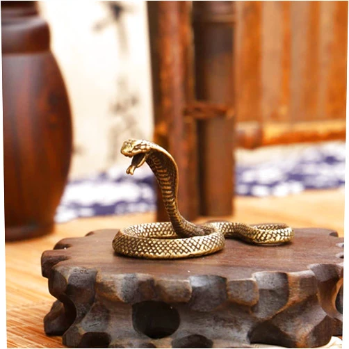 TEAMWILL Small Brass Metal Statue Ornament Animal Figurines Figurine House Decoration 1PC (Cobra Boa Snake (1PC)