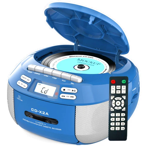 Pbochi Boombox CD Player & Cassette Player Combo, Boom Box and AM FM Radio with Bluetooth for Home & Outdoor, Stereo Sound with Remote Control, AC/Battery Operated, LCD Display, Support AUX USB Earphone
