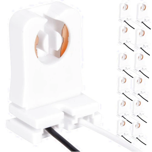JACKYLED 12-Pack JACKYLED Non-Shunted Turn-Type T8 Lamp Holder UL Socket Tombstone with 10 inches Wires Attached for LED Fluorescent Tube Replacements