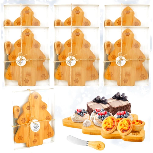 Kigley 6 Pcs Christmas Tree Cutting Board,Christmas Tree Charcuterie Board for kitchen,Christmas Tree Shaped Wood Cutting Board,Christmas Wooden Serving Tray,Christmas Decoration Charcuterie Boards