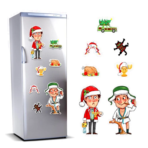 Stology 7 PCS Christmas Vacation Refrigerator Magnets Decoration, Xmas Classic Movie Clark Fridge Car Garage Door Magnetic Stickers, Winter Holiday Waterproof Dishwasher Decals Home Kitchen Decor