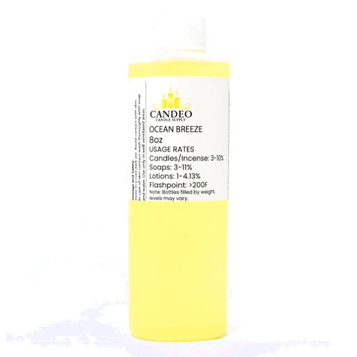 Candeo Candle Ocean Breeze Fragrance Oil (8oz Bottle) | Candle Making, Soap Making, Room Sprays, Bath Bombs, Lotion, Car Fresheners, Wax Melts | Candeo Candle Supply | Phthalate Free & Prop 65 Compliant