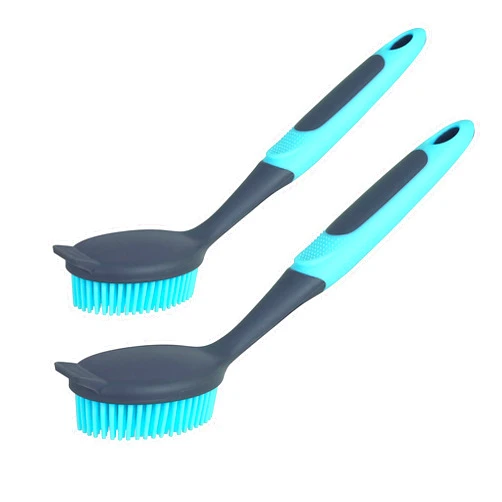 PHYEX 2-Pack Dish Brush with Handle, Kitchen Dish Scrubber Soft Dishwashing Brush for Cleaning Pots, Pan, Sink