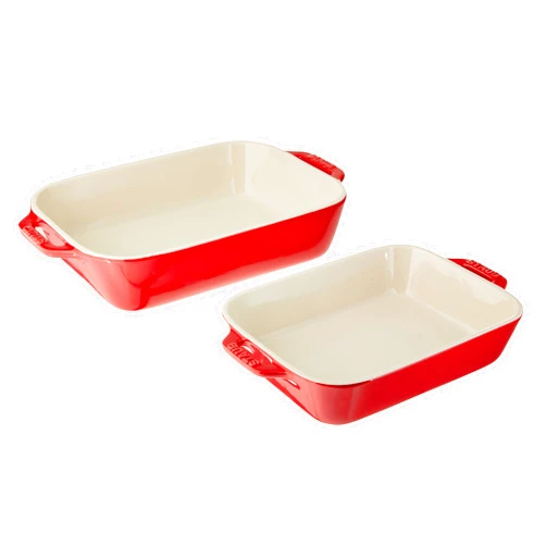 STAUB Ceramics Rectangular Baking Dish Set, 2 pc, Cherry
