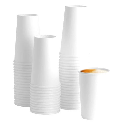 GUSTO Comfy Package [16 oz. - 100 Count Disposable White Paper Cups, Hot Coffee Cups - Eco-Friendly Hot Cups