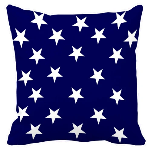 Leaveland Printed White Navy Star 18x18 Inch Cotton Linen Square Throw Pillow Case Decorative Durable Cushion Slipcover Home Decor Sofa Standard Size Accent Pillowcase Encasement