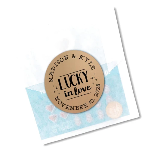 Clementine Wedding & Party Personalized Lottery Ticket Holders for Wedding or Party Favor - Lucky in Love, Set of 20