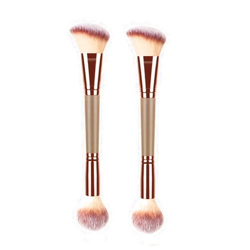 UAIAGM 2Pack Dual-ended Makeup Brushes for Contouring, Blending, and Bronzing - Angled Foundation Brush and Concealer Brush - Premium Luxe Hair for Flawless Application of Liquid, Cream, and Powder Makeup
