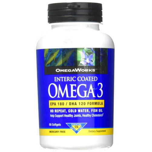 OmegaWorks Super Omega 3, EPA / DHA Fatty Acids, Healthy Joints, Enteric Coated 90 softgels, 90 servings