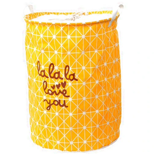 Ifever 19 Inch Large Sized Waterproof Foldable Canvas Laundry Hamper Bucket Collapsible Storage Basket with Handles for Storage Bin, Home Organizer (Yellow)
