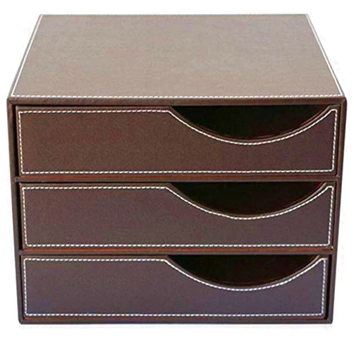 TiStm File Cabinet Desktop Filing Cabinet,File Organiser, File Cabinet Office Desktop Cabinet 32.5 * 25.5 * 23.5 Leather Cabinet File Storage Cabinet Storage Boxes (Color : Braun, Size : One Size)
