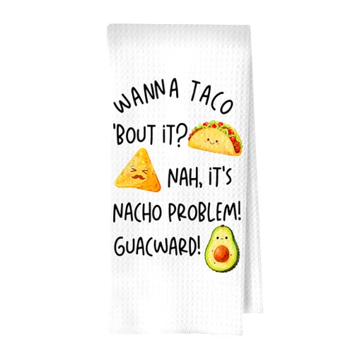 BlissfulAbon Mexican Gifts Kitchen Towels - Funny Mexican Gifts Decorative Waffle Dish Towels, Taco Themed Gift Hand Towel, Taco Tuesday Gift Tea Towel, 16×24 Inches