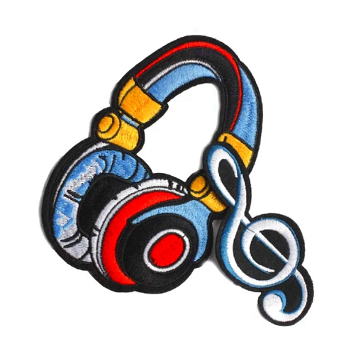 YOUOR Headphone Musical Note Embroidery Patch Music Lovers Applique Sew on Iron on Clothing Accessories