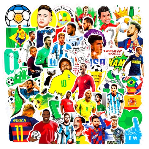 Angjiny 50PCS Soccer Stickers Football Stickers Water Bottle Stickers Football Stickers Laptop Sticker Vinyl Waterproof Stickers Wardrobe Car Skateboard Phone Luggage Guitar DIY Decal