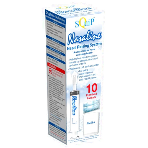 Squip Nasaline Nasal Rinsing System with 10 Premixed Saline Packets
