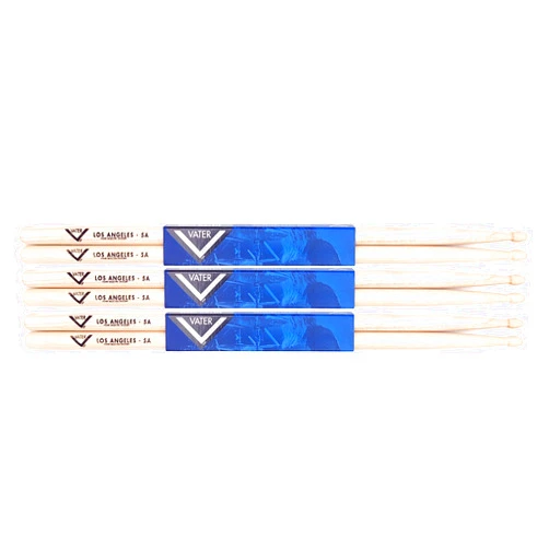 Vater Los Angeles 5A Wood Tip Hickory Drum Sticks, 3 Pair (VS3P5AW)