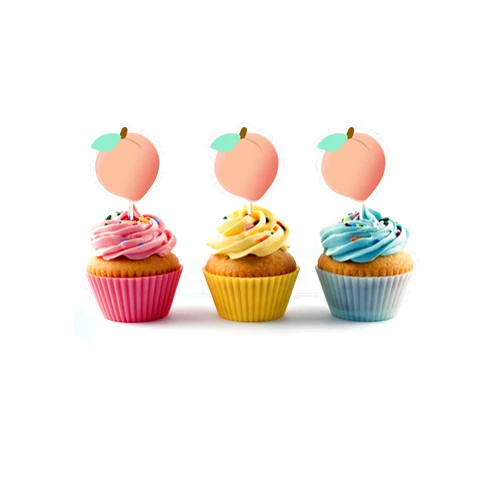 Generic Peach Cupcake Toppers for a Sweet as a Peach Birthday Party by PinkFish Shop (24 count) Georgia Peach Party Decorations