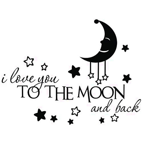 Ideogram Designs I Love You to The Moon and Back Cute Wall Vinyl Decal Quote Art Saying Sticker