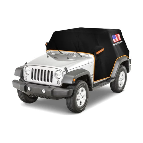 NEVERLAND Wrangler Cab Cover for 1987-2023 Jeep Wrangler JK JL CJ TJ 2 Door,NEVERLAND Half Car Cover Waterproof Oxford with Reflective Strip,Sun Snowproof Cab Car Cover Black