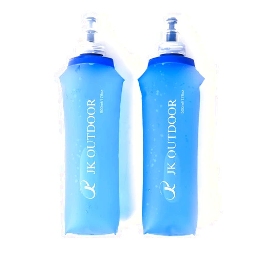SPARROW ANGEL 2 Pack Folding TPU Soft Flask 500ml Outdoor Collapsible Water Bottle Soft Flask Bottles for Running Hiking Cycling Climbing and Marathon, Blue