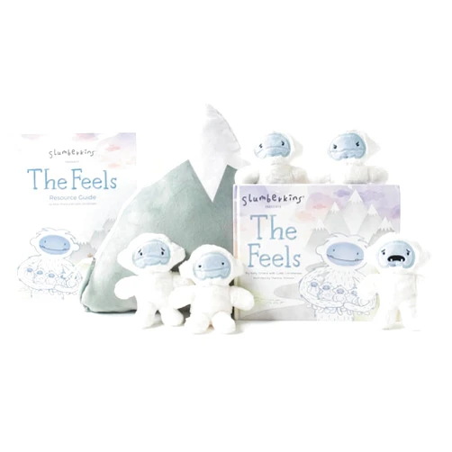 Slumberkins The Feels Set - Includes 5 Mini Feels Plush Toys, Interactive Story Book, & Slumberkins Mountain Pillow for Easy Storage - Social Emotional Tools for Ages 0+