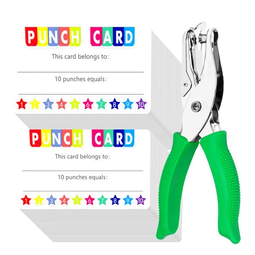 Hebayy 200 PCS Punch Cards, Incentive Card with Handheld Puncher Kit Star Shaped Incentive Loyalty Reward Cards Boost Creativity & Skills Development for Business, Classroom, Students Behavior, 3.5” x 2”