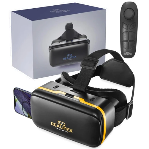 REALITEX 3D VR Headset for Kids + Android Remote - for iPhone & Android Phones | with 3D VR Videos & Apps Links | Virtual Reality Goggles Set for Beginners
