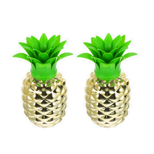 Toyvian Pineapple Cups- 2Pcs Plastic Pineapple Cups Pineapple Party Favors Hawaiian and Beach Party Decorations for Kids Adults ( Gold )