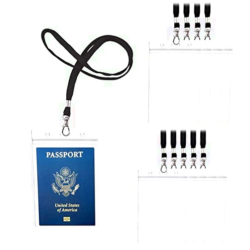 ALMHPVC 4x6Inch Extra Large Passport Holders ID Badge PVC Card Holder with Lanyards Fill for Passports by ALMHPVC (10Pack Black Lanyards)
