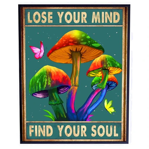 YELLOWBIRD ART & DESIGN Lose Your Mind Find Your Soul Poster - Pshycadellic Room Decor - Psychedelic Room Decor - Hippie Room Decor - Trippy Wall Decor - Dope Posters - Bohemian Boho Wall Art - Magic Mushrooms - Psilocybin