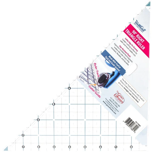 The Grace Company TrueCut Triangle Ruler - Right-Angle 90° Ruler With Track & Guide System - Works With TrueCut My Comfort Rotary Cutter - Great Ruler For Fabric, Arts, And Crafts