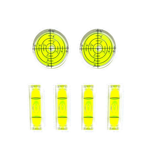 Generic 6pcs Mini Bubble Levels Set - 2 Round & 4 Small Spirit Levels (32x7mm & 10x10x29mm) for Camera Tripod, Picture Hanging, DIY Toolkits - Precision Leveling Tools