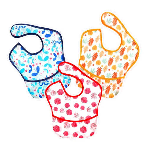 PandaEar 3 Pack Super Light Weight Baby Bib, Waterproof, Washable, Stain Oil and Odor Resistant 12-48 Months (Girl)