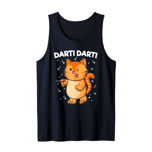 Lustige Fdarts Spieler Einhorn Sprüche Geschenke Darti Darti Cat Dart Player Dart Playing Cat Darts Tank Top