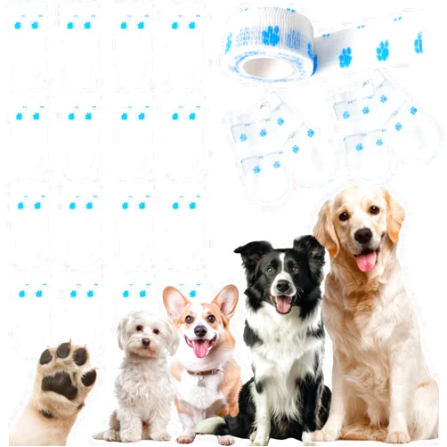 Dreamynini Disposable Dog Boots Paw Protectors Dog Shoes for Small Size Dogs 20 Pcs Pet Shoes with Adjustable Dog Paw Bandage Waterproof Dog Foot Paws Covers Booties for Outdoor & Indoor Walking (S)