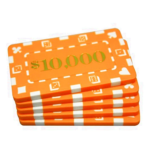 MRC POKER MRC 5 Pcs Denominated Rectangular Poker Chips Plaques $10000 Orange