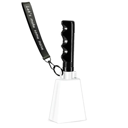 Yoiilifee Cowbell Noise Makers with Handle and Wrist Strap – 8 Inch Loud Steel Cheering Cow Bells for Sporting Events, Football Games, Parties, Concerts & More (White)