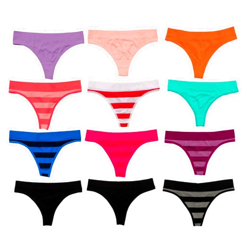 Alyce Ives Intimates Womens Seamless No Show Thong, Pack of 12