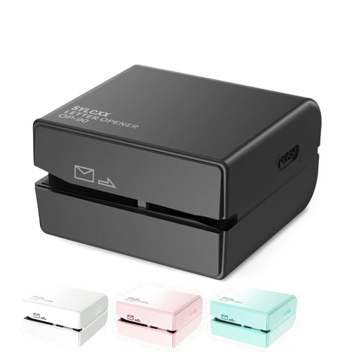SYLCXX Portable Desk Electric Letter Opener - Letter Openers Envelope Slitter, Envelope Opener, Electrically Operated Mail Opener, Universal Envelope Efficient Letter Opener Tool for Office, Home (Black)